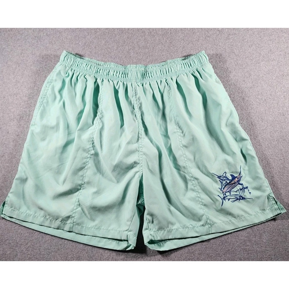 Guy Harvey Men's Embroidered Swim Trunks Board Shorts, Size 2XL, Green 6" Inseam